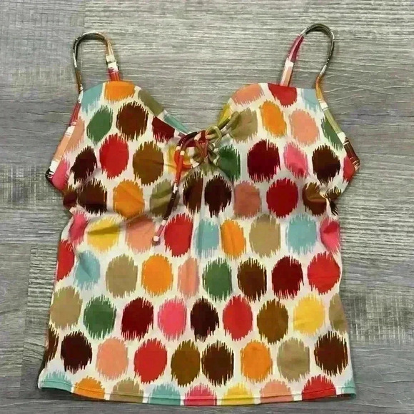 Victoria's Secret Tankini Top White w/Multi-Color Splatter Dots Size 34D - Picture 1 of 7